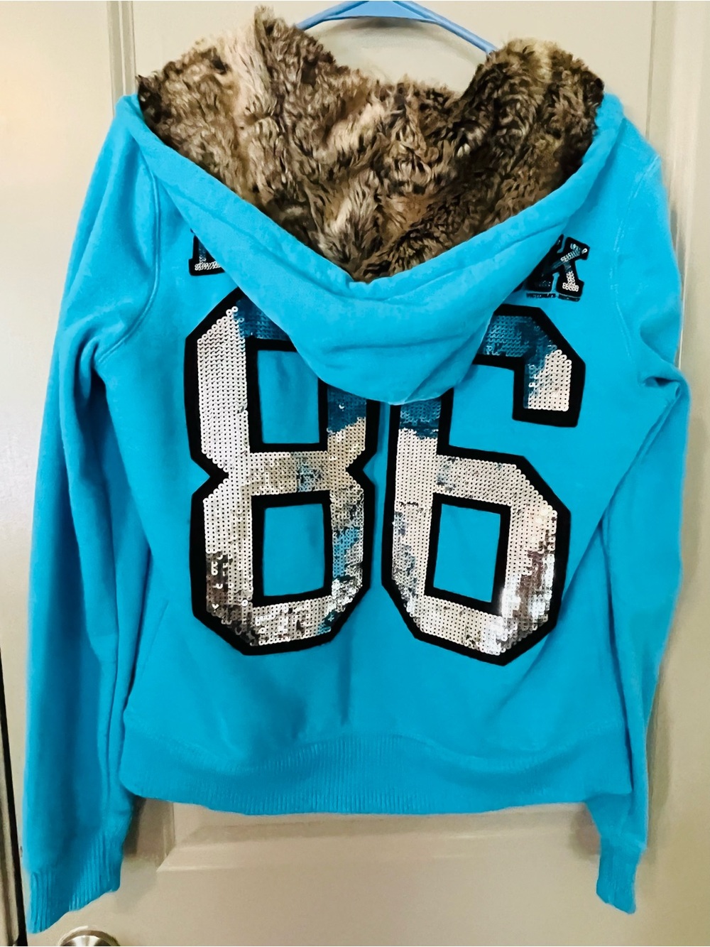 Super Rare PINK Victoria's Secret  Hooded Jacket with Sequin '86'